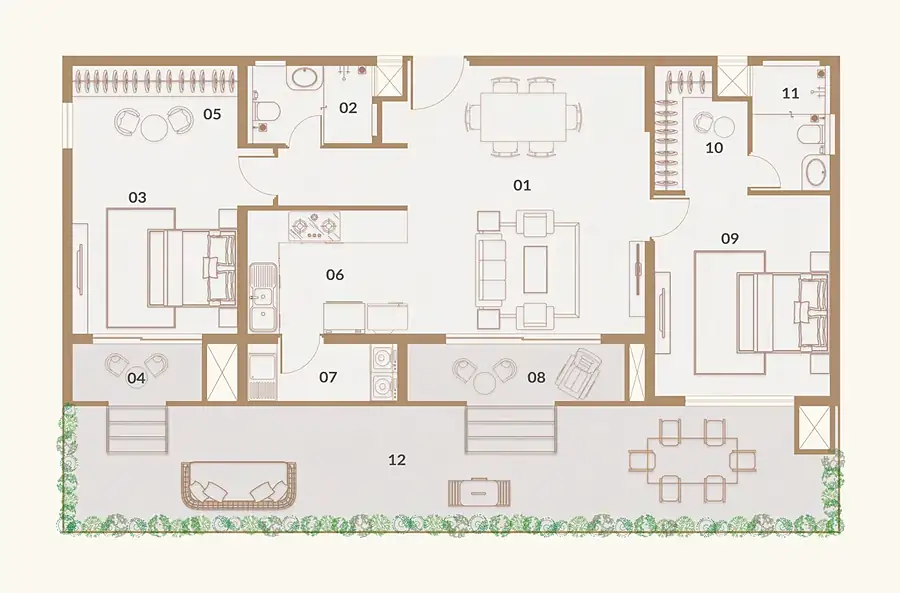 2 BHK GF East floor plan