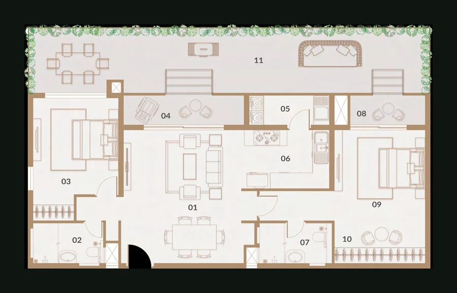 2 BHK GF West floor plan