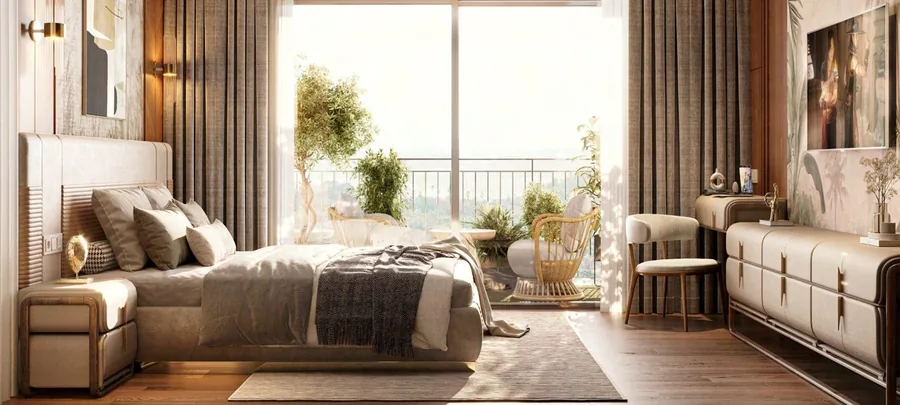 Bedroom with balcony
