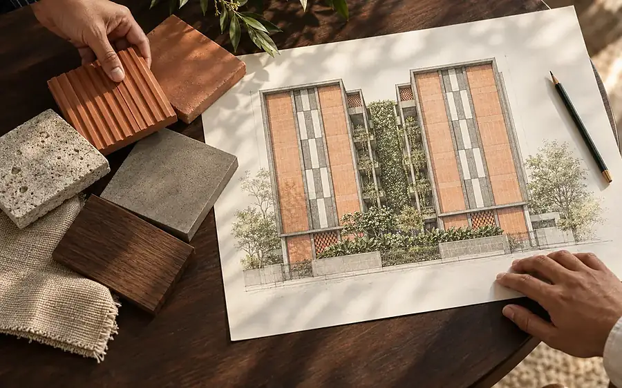 Three-point perspective of the elevation